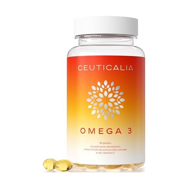 Complément Alimentaire Oméga 3 - Huile de Poissons Sauvages, Riche en EPA et DHA - Coeur, Vision, Concentration - Vitamine E 