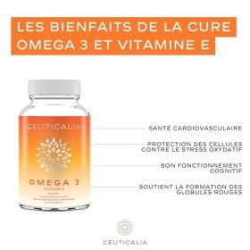 Complément Alimentaire Oméga 3 - Huile de Poissons Sauvages, Riche en EPA et DHA - Coeur, Vision, Concentration - Vitamine E 