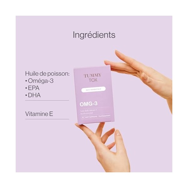 Oméga 3 1000 mg, 500 mg EPA et 250 mg DHA avec vitamine E ajoutée. Pas darrière-goût de poisson, approvisionnement de 60 jou