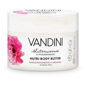 VANDINI Nutri Crème hydratante corps femme à la fleur de pivoine et à lhuile dargan - creme corps hydratante peaux sèches -