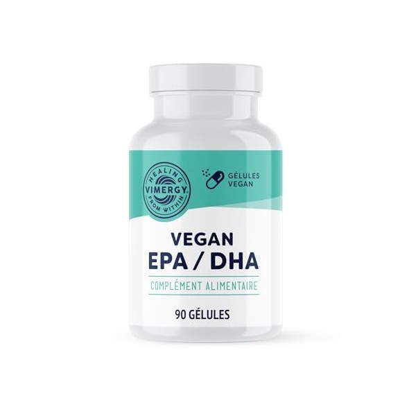 Vimergy Vegan EPA DHA 30 Portions – Huile dAlgues Oméga 3 – EPA DHA – Huile Oméga 3 – Gélules d’Oméga-3 EPA DHA Sans Gélat