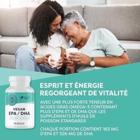 Vimergy Vegan EPA DHA 30 Portions – Huile dAlgues Oméga 3 – EPA DHA – Huile Oméga 3 – Gélules d’Oméga-3 EPA DHA Sans Gélat