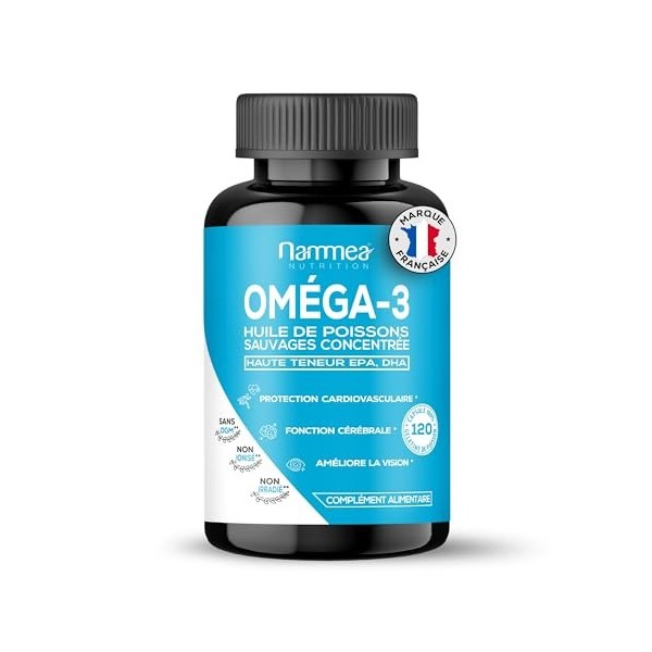 Omega 3 - Huile de poissons sauvages - Fish Oil - Musculation - Articulations - Booster de mémoire puissant - Riche en acides