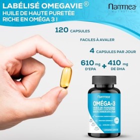 Omega 3 - Huile de poissons sauvages - Fish Oil - Musculation - Articulations - Booster de mémoire puissant - Riche en acides
