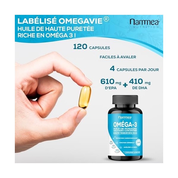 Omega 3 - Huile de poissons sauvages - Fish Oil - Musculation - Articulations - Booster de mémoire puissant - Riche en acides
