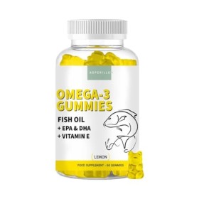 Gommes au Omega 3 avec Vitamine E Goût de Citron - Huile de Poisson Sauvage à Haute Concentration en Acides Gras Omega 3, EPA