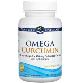 Nordic Naturals Omega Curcumin, 1200mg plus 400mg Curcumine, 60 Capsules molles, Goût de citron, Testé en Laboratoire, Sans S