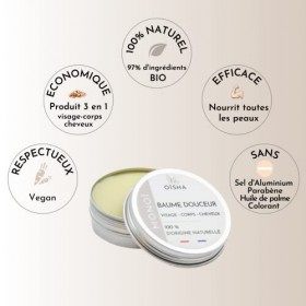 Baume Multi-Usages Monoï - 100% naturel - 60ml - Nourrit, Protège, Démaquille et Apaise Corps, Visage, Cheveux - Tout Type de