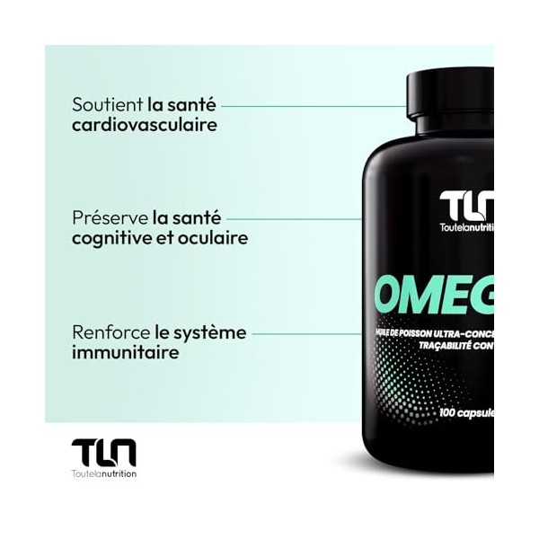 Oméga 3 | 2000mg Huile de Poissons Sauvages Ultra Pure | Haute Concentration EPA et DHA avec Totox Faible | Pêche Durable | 1