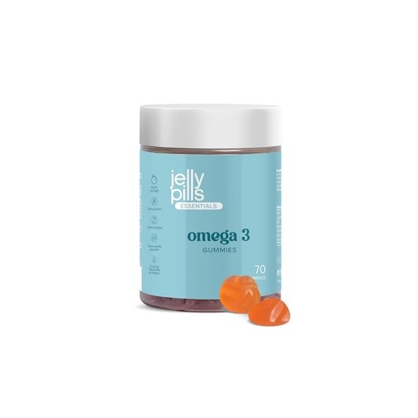 Jelly Pills® Gummies concentrés doméga 3 DHA + BCAA et de vitamines du groupe B - 70 gummies végétaliens au goût dorange 