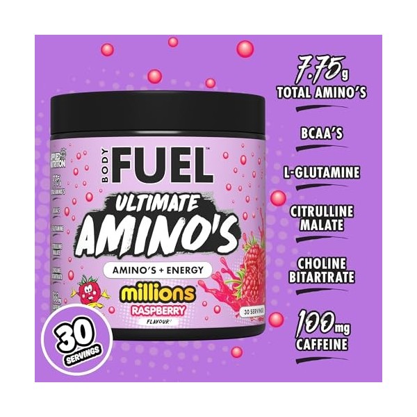 Applied Nutrition BodyFuel Aminos - Supplément dacides aminés, Poudre EAA dacides aminés essentiels, Énergie musculaire et