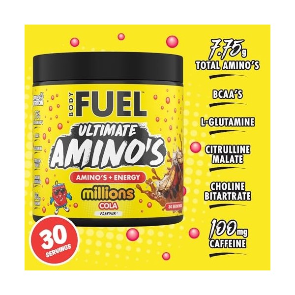 Applied Nutrition BodyFuel Aminos - Supplément dacides aminés, Poudre EAA dacides aminés essentiels, Énergie musculaire et