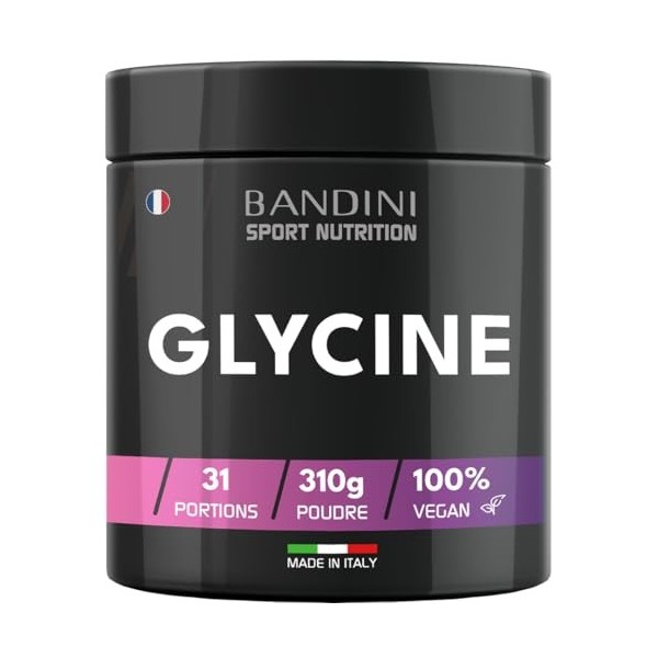 Bandini® Glycine Poudre | 100% vegan, pure, cristalline | Synthèse de collagène pour la peau et les articulations | Aide au s