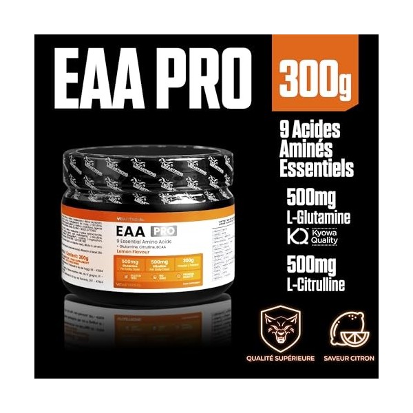 EAA PRO - Solution de Nouvelle Génération, avec Citrulline, Glutamine KyowaQuality®, Tyrosine, Cystine - Poudre dAcides Aami