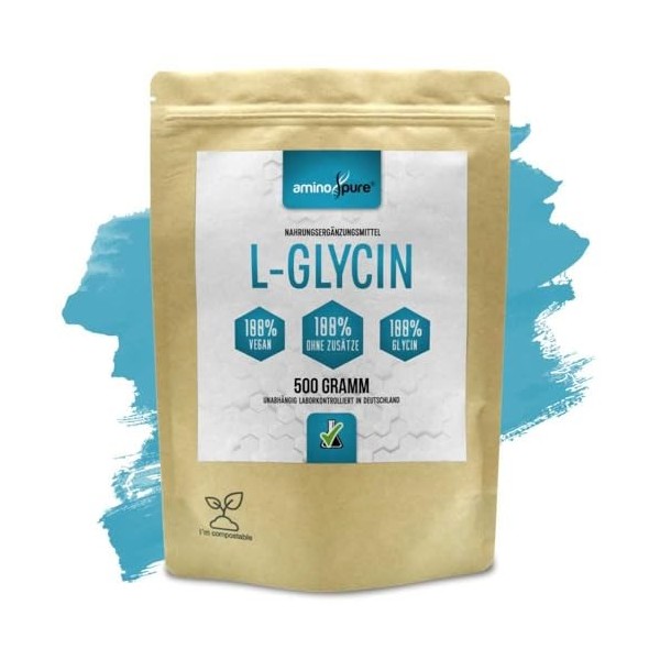 aminopure® Poudre de L-glycine pure - 100 % végétalien et sans additifs inutiles - Certifié sans substances nocives en labora
