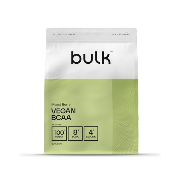 Bulk Poudre BCAA végétalienne, baies mélangées, 500 g, lemballage peut varier