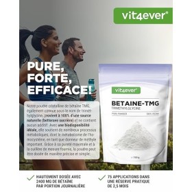 Bétaïne TMG - 150 g - Bétaïne de betterave à sucre - pureté 99% - Triméthylglycine - Haute dose - Vegan