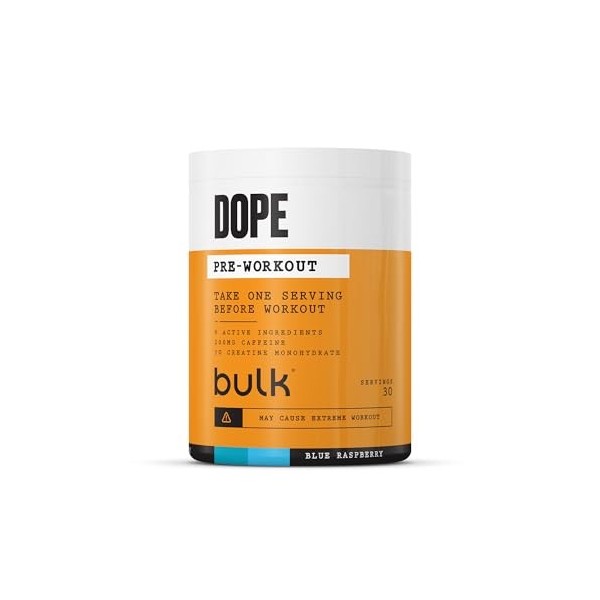 Bulk Dope Pre-Workout en Poudre, Fraise et Citron Vert, Boisson Énergétique Avec Bêta-Alanine, Créatine Monohydrate, Caféine,