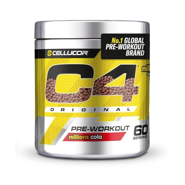 C4 Original Pre Workout Powder, Cola, 60 portions | Boisson énergétique en poudre sans sucre avec 150mg de caféine, 1500mg de