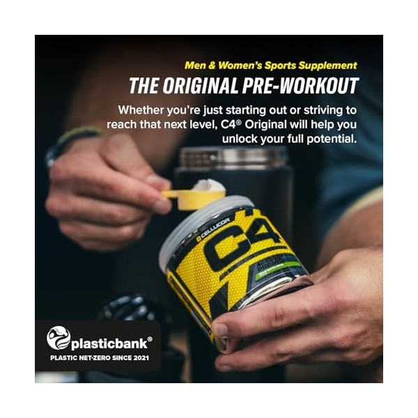 C4 Original Pre Workout Powder, Cola, 60 portions | Boisson énergétique en poudre sans sucre avec 150mg de caféine, 1500mg de