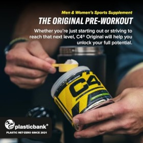 C4 Original Pre Workout Powder, Bubblegum, 60 portions | Boisson énergétique en poudre sans sucre avec 150mg de caféine, 1500