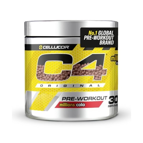 C4 Original Pre Workout Powder, Cola, 30 portions | Boisson énergétique en poudre sans sucre avec 150mg de caféine, 1500mg de