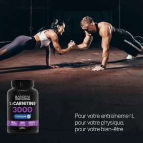 Bandini® L-Carnitine 3000, 180 gélules avec Carnipure® à Haute Dose, Supplément sportif à base de Carnitin pure, Tonification