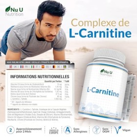 L-Carnitine Complexe 1 650mg - 180 Forte Puissance Capsules Véganes - Avec Riboflavine, Biotine, Chromium, Vitamine D, B3 & B