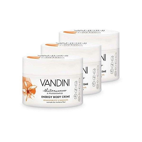 VANDINI Energy Crème hydratante corps femme à la fleur doranger et à lhuile de babassu - creme corps hydratante peaux norma