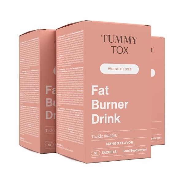 Boisson Aromatisée à la Mangue avec L-carnitine, Guarana et Extrait de Feuilles de Thé Vert - 30 Sachets pour 30 Jours - Fat 