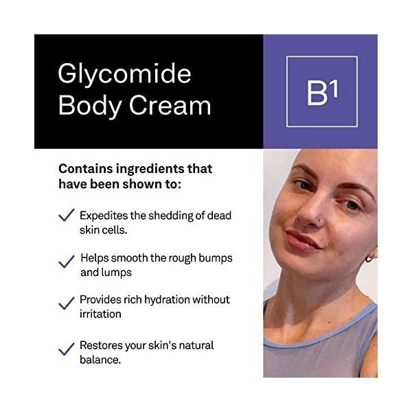 Crème pour le Corps Facetheory Glycomide B1, 9% Acide glycolique & Ceramide 3 | Lisse, raffermit, hydrate la peau sèche | Vég