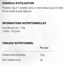 Créatine Monohydrate Creapure® - Force & Récupération Musculaire - 100% Pure - Poudre