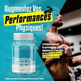 GN Creatine Gummies | 60 Bonbons Gelifies Créatine à Macher pour Hommes et Femmes – 3000 mg Monohydrate de Creatine par Porti