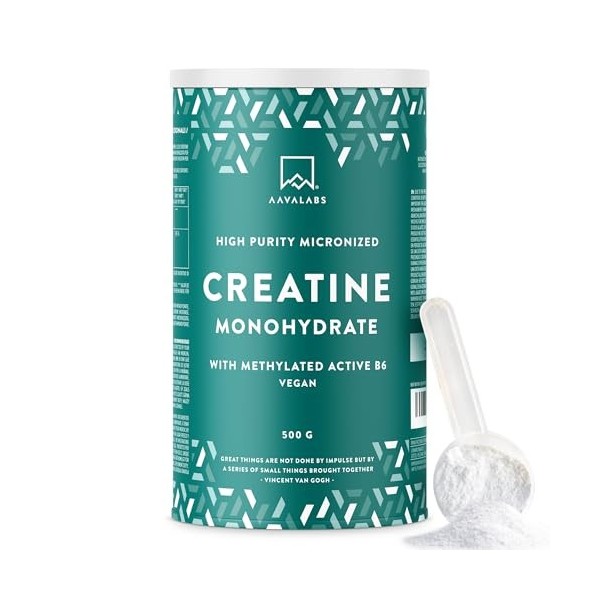Creatine Monohydrate Poudre Micronisée 200 Mesh 500g | Compléments Alimentaires pour Sportifs Pre Workout, Intra & Post - Cré