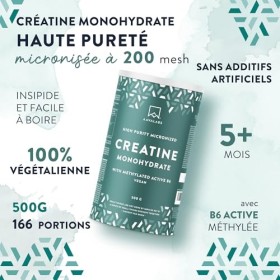 Creatine Monohydrate Poudre Micronisée 200 Mesh 500g | Compléments Alimentaires pour Sportifs Pre Workout, Intra & Post - Cré