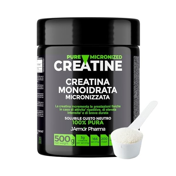 Creatine 100% Pure Micronised Sans additifs, Créatine Monohydrate en Poudre 100% Pure pour la Performance et la Puissance Mus