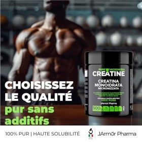 Creatine 100% Pure Micronised Sans additifs, Créatine Monohydrate en Poudre 100% Pure pour la Performance et la Puissance Mus