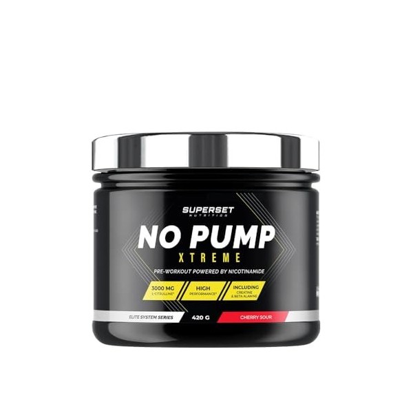 Superset Nutrition - No Pump Xtreme 420gr - Pre-Workout en poudre - Booster puissant pré-entraînement, 3,3 g de Créatine, B