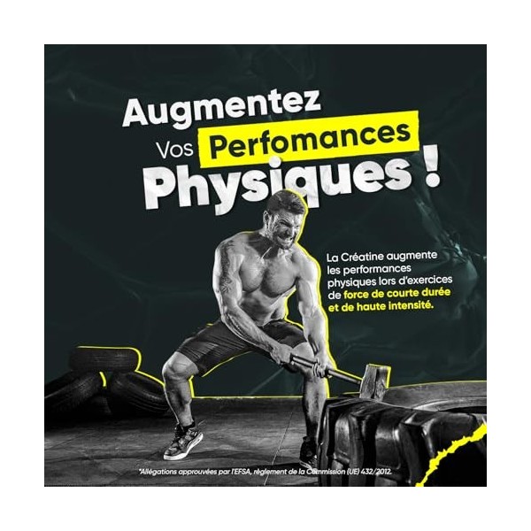 Créatine Monohydrate 3000mg - 90 Gummies Vegan 1 Mois Sans Sucre Goût Citron - Booster Musculation, Performance Sportive -