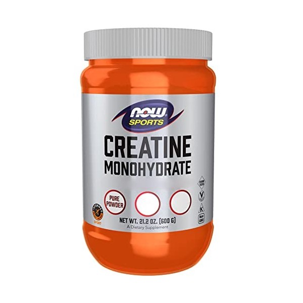 Now Foods, Creatine Monohydrate, 5000mg, 600g Poudre végétalienne, Sans Gluten, Végétarien, Sans Soja, Sans OGM
