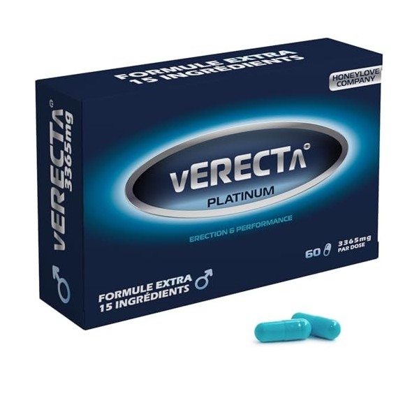 Verecta Platinum | 60 Gélules Endurance Homme avec L-Arginine, Ginseng, Maca | Micro Circulation Sanguine, Testosterone | End