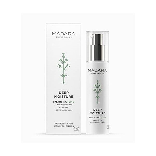 MÁDARA Organic Skincare | Tiefenfeuchtigkeitsfluid, Ultra-leichte Textur, 24-Stunden Feuchtigkeitsversorgung, 50 ml, Vegan, E