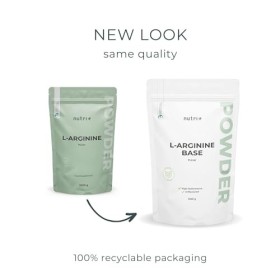 nutri+ L-Arginine Base Poudre 1 kg - hautement dosée - végétale par fermentation - L-Arginine pure Powder 1000 g - Vegan - Ne