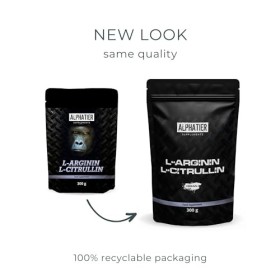 ALPHATIER Arginine Base Citrulline Poudre hautement dosé + végétalien - 5000mg L-Citrulline Malate DL 2:1 + L-Arginine par po