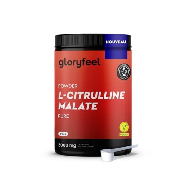 L-Citrulline Malate 2:1 Poudre 600g - Acide aminé pré-workout hautement dosé - 4800mg de malate de citrulline - Solubilité op