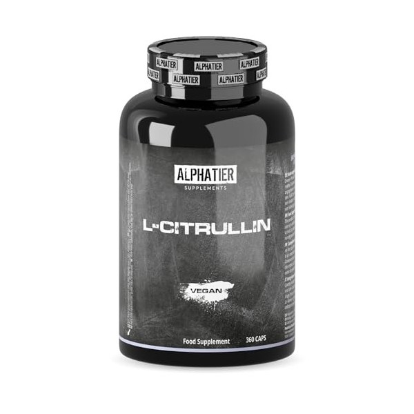 Alphatier L-Citrulline Malate Capsules - 360 Caps hautement dosées + végétalien - Champion L-Citrulline Malate DL 2:1 - Quali