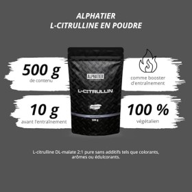 Alphatier L Citrulline Malate Poudre hautement dosée vegan + pure 500 g DL 2:1 - L-Citrulline Malate Powder - Fitness et Body