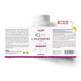 HSN Glutamine en Capsules Kyowa Quality® | 180 Capsules Végétales | 4 grammes de L-Glutamine par Portion Quotidienne | Qualit