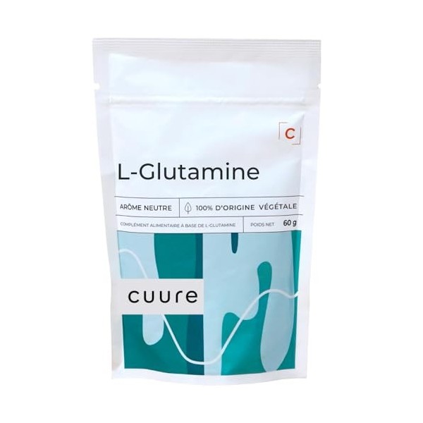 L-Glutamine - CUURE - Acide Aminé en Poudre [60g] - 100% Pure - Récupération Sport - Hautement Biodisponible - 30 Jours - Sav