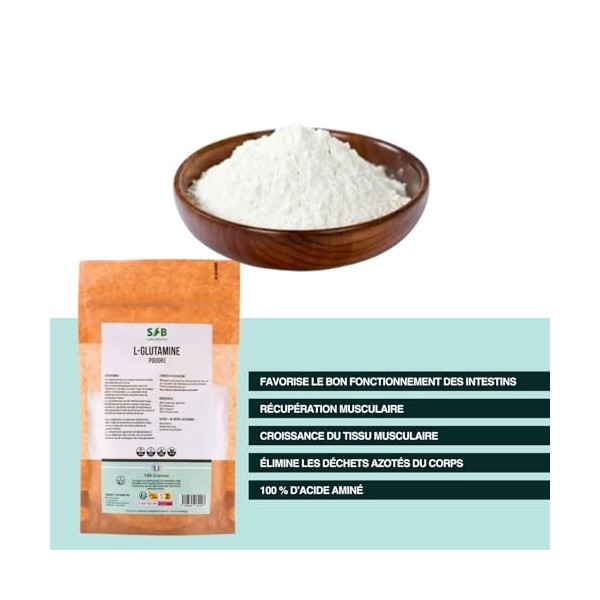 L-Glutamine en Poudre - 150 g - 100% Pure - Récupération Musculaire - Acide Aminé - Renforce la paroi Intestinale - Haute Ass